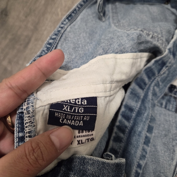 Ikeda Vintage Denim Overalls Shorts 100% Cotton Distressed Y2K Workwear Romper - Picture 8 of 11